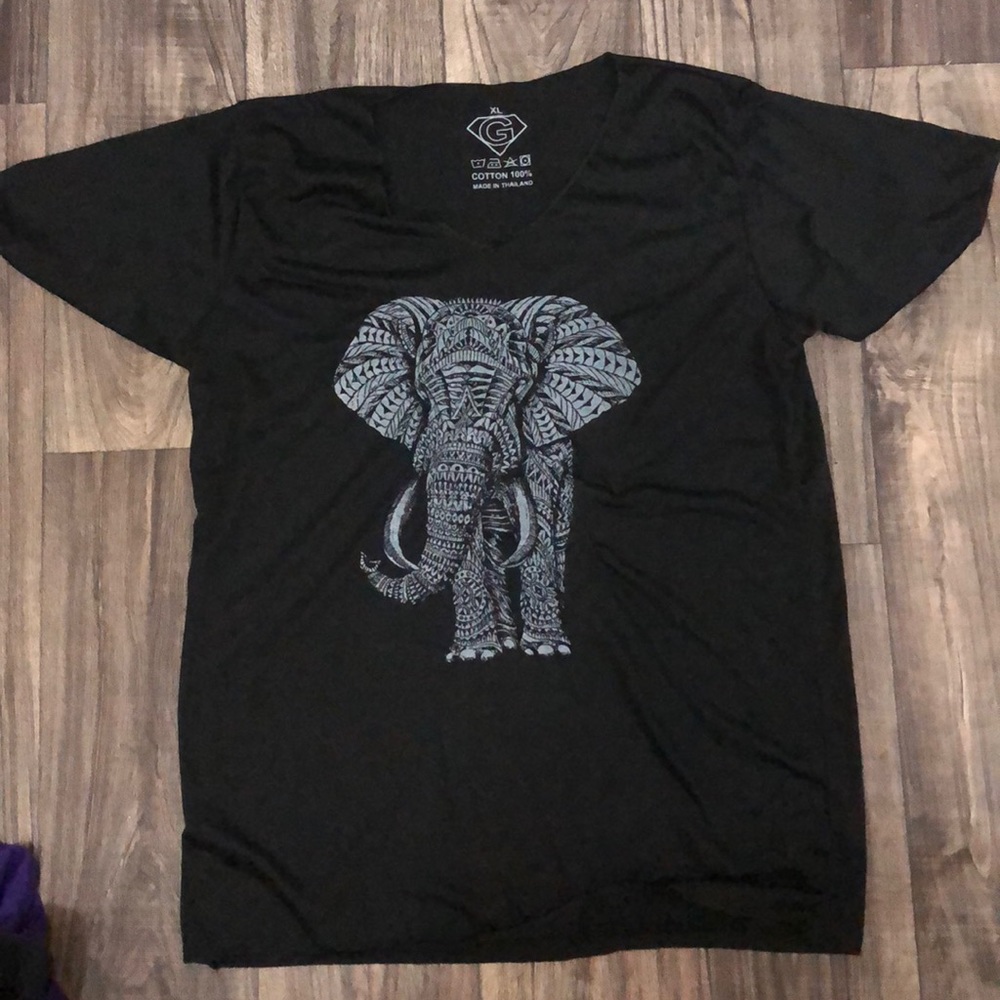 V cut elephant T shirt